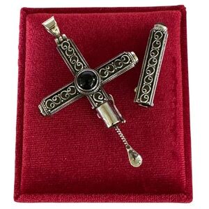 Silver Cross Pendants with Gem Accents